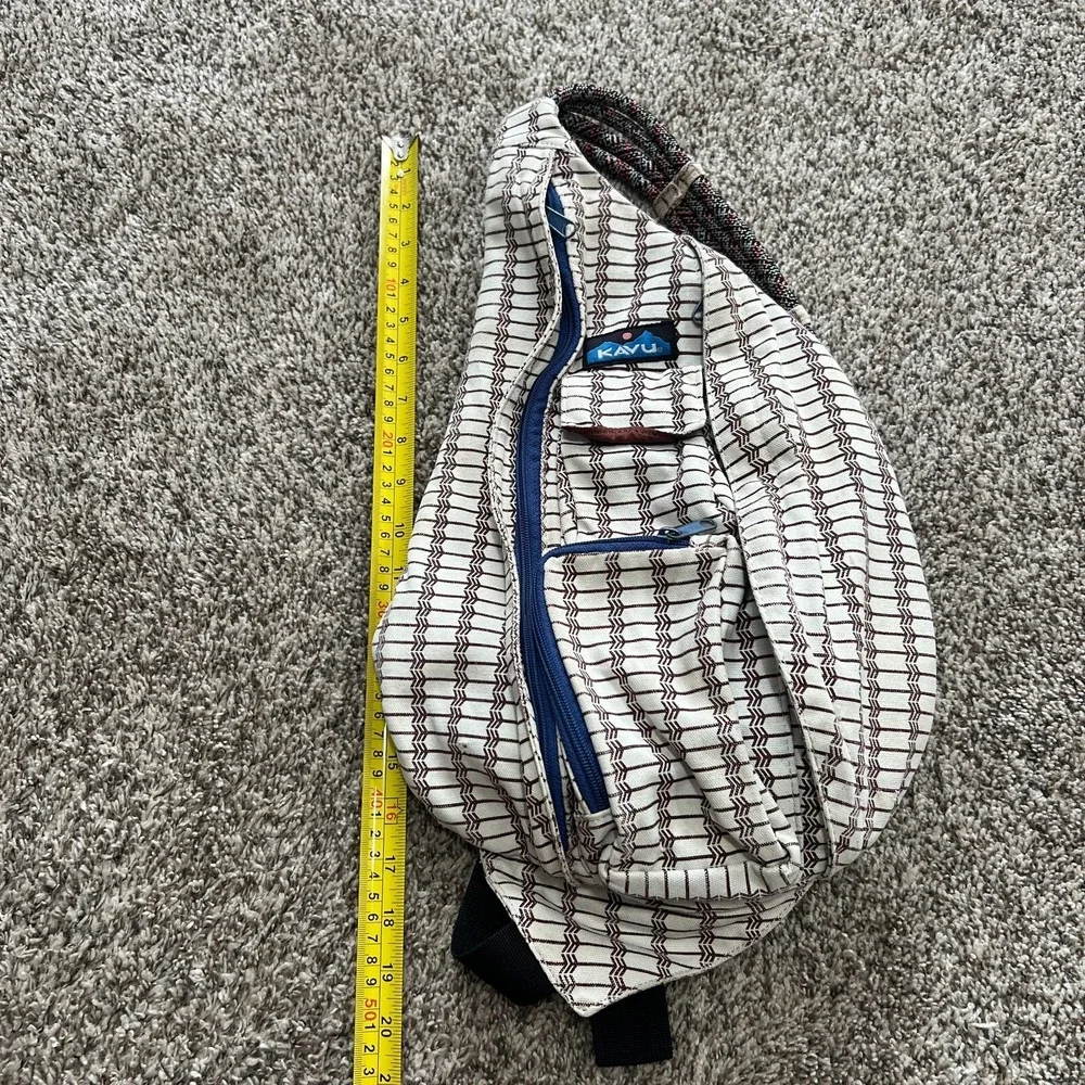 KAVU Rope Bag Sling Crossbody Red & White Geometric Pattern